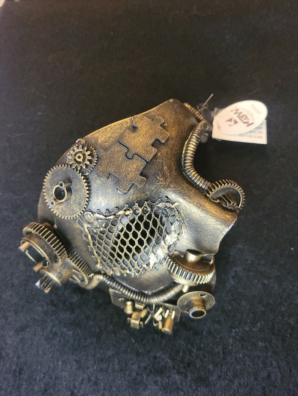 Steampunk Half Face Mask in Antique Brass Tone Halloween Costume